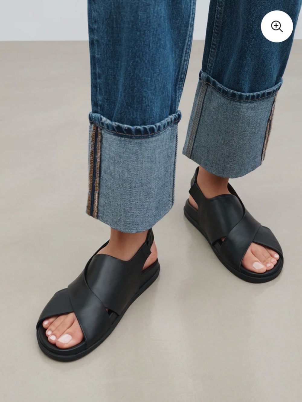 Marcella NYC Heidi Black Leather Cross-Band Slingback Sandals - Picture 3 of 11